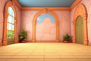 Wall Mural - empty 3D cartoon background for kids and animation 