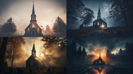 Canvas Print - church at night