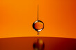canvas print picture - Drop of golden oil. concept of wellness and beauty products.Ai generated