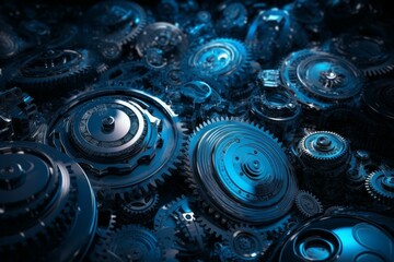 Poster - Futuristic gear background. Generate Ai