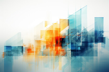 Canvas Print - multiple exposure of modern abstract glass architectural forms.