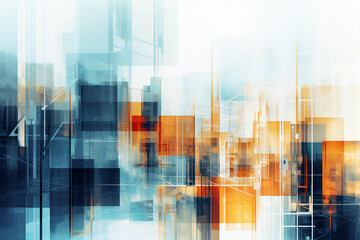 Wall Mural - multiple exposure of modern abstract glass architectural forms. generative ai