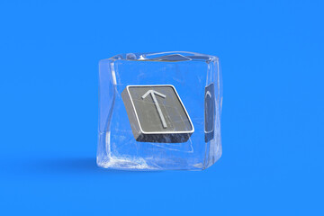 Poster - Tiwaz rune in ice cube. 3d illustration