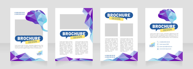 Brain function blank brochure design. Template set with copy space for text. Premade corporate reports collection. Editable 4 paper pages. Barlow Black, Regular, Nunito Light fonts used