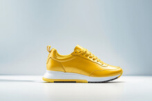 3D Rendering Yellow  Sneaker  Mockup Isolated On White Background, Fashion Mockup Concept.