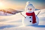 Fototapeta Na sufit - snowman in the snow generative by Al technology