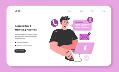 Wall Mural - e-commerce software or tool web banner or landing page. account