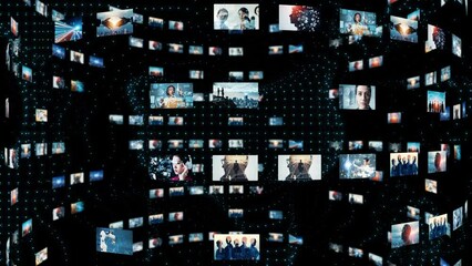 Fototapete - Digital contents concept. Social networking service. Streaming video. NFT. Non-fungible token.