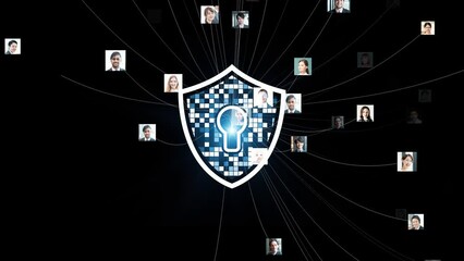 Aufkleber - Multinational people connecting to security system concept. Global network. ERP. Enterprise Resources Planning.