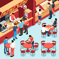 Poster - Food Court Isometric Illustration