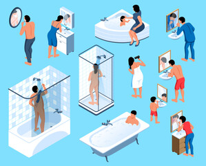 Wall Mural - Isometric Hygiene Routine Icons