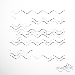 Poster - Abstract wavy lines rhythm pattern. Vector technical background, artistic graphic illustration.