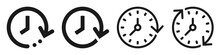 Clock With Arrow Circle Icon Set. History Past Events. Time Vector Icon Symbol.