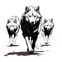 Naklejka na meble Hand drawn wolves outline illustration