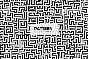 Labyrinth style simple line shapes vector seamless repeat pattern
