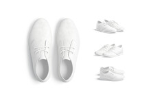 Blank White Casual Shoes Mockup, Different Views