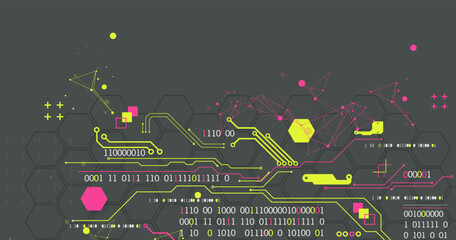 Abstract technology concept. Circuit board, high computer color background.