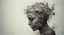 Fractured, Broken Mind. Depression, Mental Health Concept. Generative AI