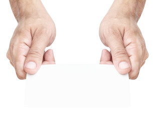 Hand hold white card 