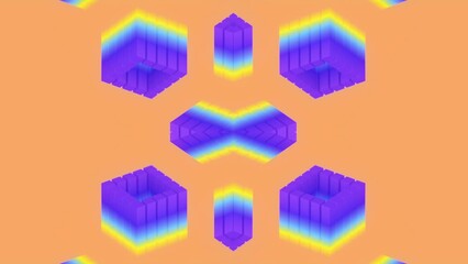 Poster - Abstract background with loop animation of rectangular shapes. 3d rendering 4K