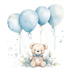 Wall Mural - Watercolor baby shower background. Illustration AI Generative.