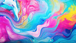 Abstract marbled acrylic paint ink painted waves painting texture colorful background banner - Bold colors, rainbow color swirls wave 