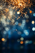 canvas print picture - Blue and gold Abstract background and bokeh on New Year's Eve. AI generativ.