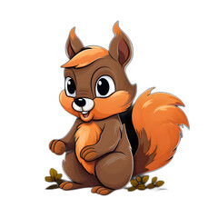 Wall Mural - squirrel with acorn, PNG transparent background