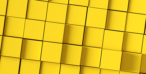 Poster - Pattern of abstract yellow cubes or blocks texture. Background wallpaper tiles.