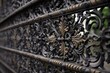 close-up of intricate ironwork on a gate or fence, created with generative ai