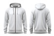 canvas print picture - stylish light grey hoodie zipper mockup. front and back view with white background
