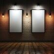 Two empty frame mockups for movie posters. Frame mockups with spotlight on the wall