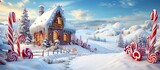 Fototapeta Niebo - Illustration of Christmas background, AI Generated