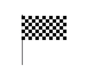 Wall Mural - black and white cloth race flag, 3d flagpole for begin and end of moto racing competition