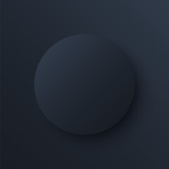 Poster - Dark circle frame with gradient vector illustration. 3d abstract background, template mockup of round geometric shape, blurry surface simple panel with shadow, grey blank wallpaper design