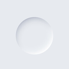 Poster - Neumorphism UI, circle white ring button with shadow vector illustration. Abstract 3d skeuomorphic minimal soft button, digital design element of round shape and ripple, modern circular indicator