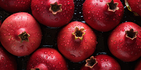 Wall Mural - Fresh pomegranate fruit background image. Generative AI graphic