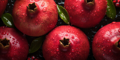 Wall Mural - Fresh pomegranate fruit background image. Generative AI graphic