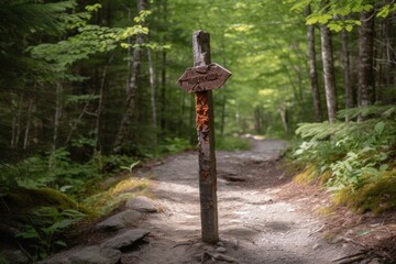 Sticker - trail marker signpost with arrows pointing in different directions, created with generative ai