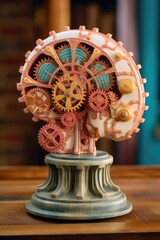 Poster - brain model with gears inside, representing creativity and innovation, created with generative ai