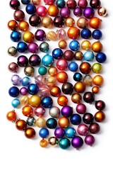 Wall Mural - collection of colorful christmas baubles on white background, created with generative ai