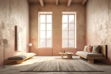 Wall Mural - soft shadows and textures in a minimalist room, created with generative ai