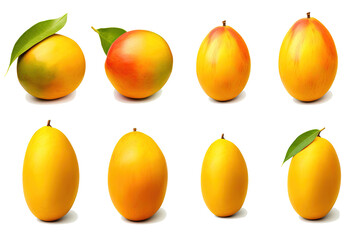 Poster - Set with fresh ripe mango isolated on white background