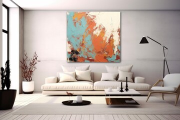 Wall Mural - abstract art on a clean white wall in a room, created with generative ai