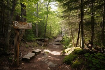 Wall Mural - pass with signage and clear trail markers, leading the way to hidden treasure, created with generative ai