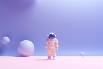 Wall Mural - cute spaceman or astronaut, minimalistic design. ai generated.