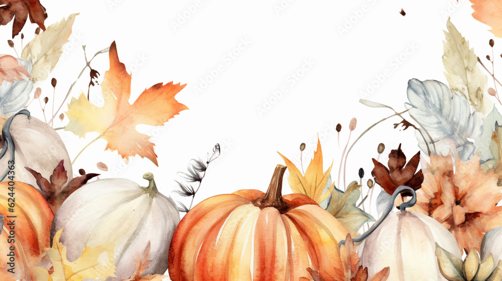 Fall watercolor illustration. Autumn, harvest, thanksgiving card ...
