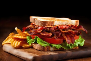 Poster - classic blt sandwich with crispy bacon, lettuce, and tomato, created with generative ai