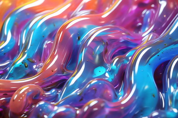 Wall Mural - colorful waves of slime background made with generative ai