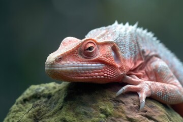 Wall Mural - close-up of a lizard shedding skin on a rock, created with generative ai